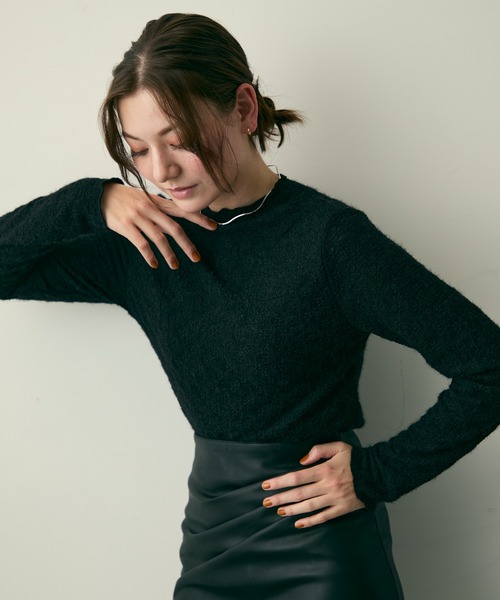 Lunea（ルネア）の「ハイネック花柄レーストップス（Tシャツ/カットソー・レディース・ブラック/ホワイト/ベージュ・FREE）」の19枚目の写真