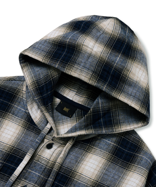 BROWNBREATH（ブラウンブレス）の「PATCH CHECK HOOD SHIRTS - NAVY（シャツ/ブラウス・メンズ・その他・MEDIUM/LARGE/SMALL/X-LARGE）」の3枚目の写真