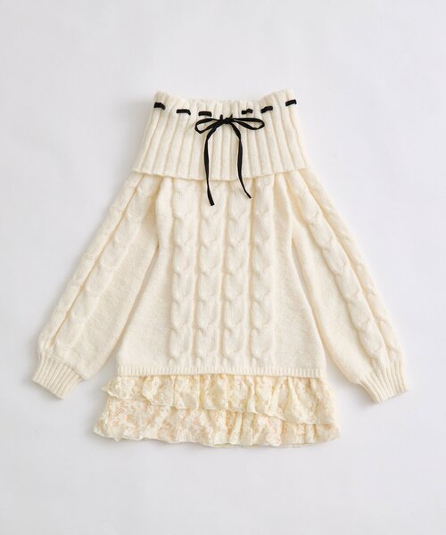 OLIVE des OLIVE(オリーブデオリーブ)の「【インフルエンサー企画】YUI girly cable one-piece(ワンピース・レディース・アイボリー/ブラック/チャコールグレー・FREE)」の17枚目の写真