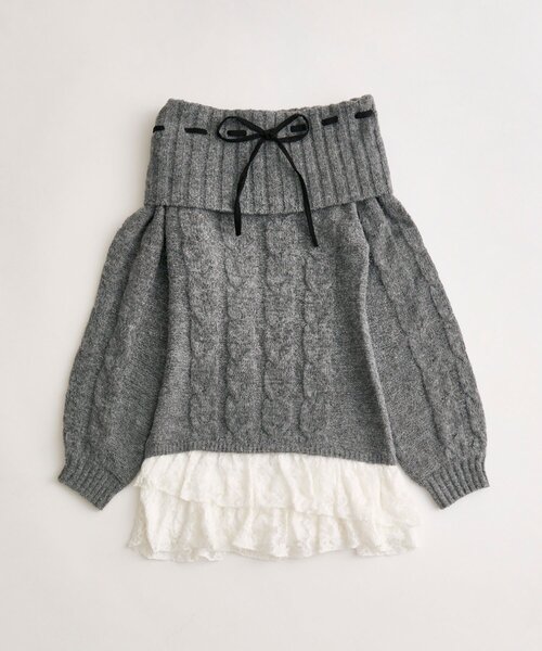 OLIVE des OLIVE(オリーブデオリーブ)の「【インフルエンサー企画】YUI girly cable one-piece(ワンピース・レディース・アイボリー/ブラック/チャコールグレー・FREE)」の22枚目の写真