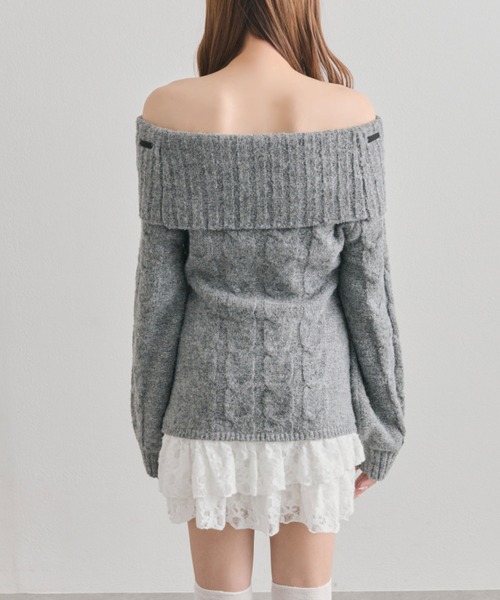 OLIVE des OLIVE(オリーブデオリーブ)の「【インフルエンサー企画】YUI girly cable one-piece(ワンピース・レディース・アイボリー/ブラック/チャコールグレー・FREE)」の6枚目の写真