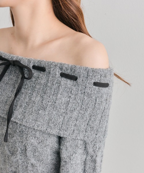 OLIVE des OLIVE(オリーブデオリーブ)の「【インフルエンサー企画】YUI girly cable one-piece(ワンピース・レディース・アイボリー/ブラック/チャコールグレー・FREE)」の9枚目の写真