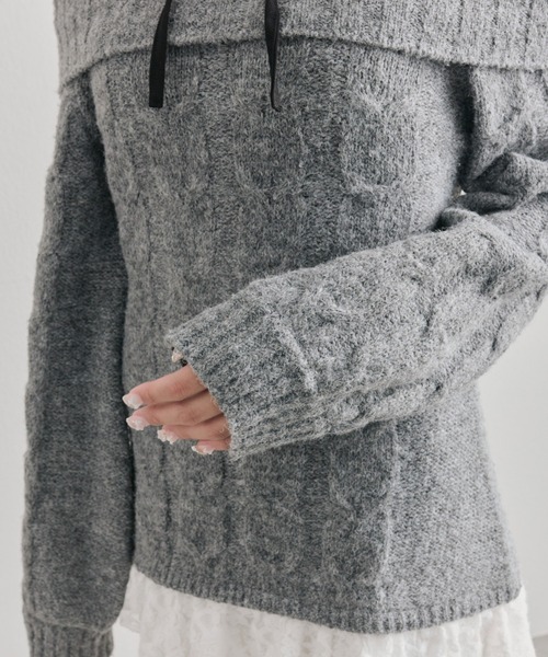 OLIVE des OLIVE(オリーブデオリーブ)の「【インフルエンサー企画】YUI girly cable one-piece(ワンピース・レディース・アイボリー/ブラック/チャコールグレー・FREE)」の11枚目の写真