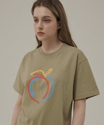 リラックスフィットピーチプリントTシャツ[オリーブ]
