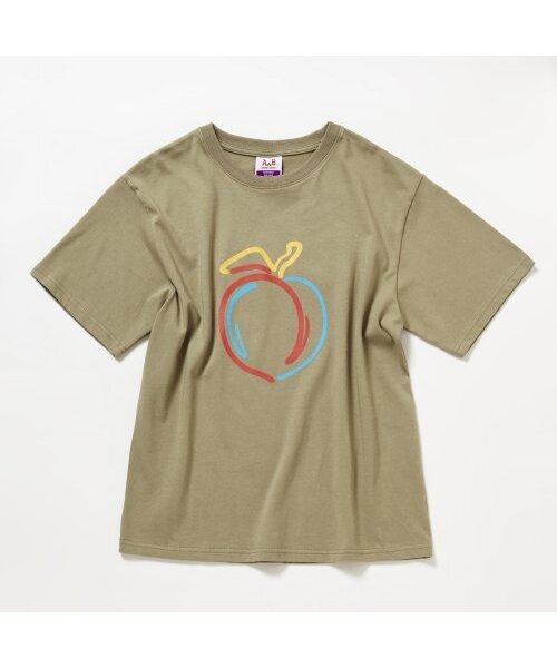 Between A and B（ビトウィーンエイアンドビー）の「リラックスフィットピーチプリントTシャツ[オリーブ]（Tシャツ/カットソー・レディース・その他・FREE）」の7枚目の写真