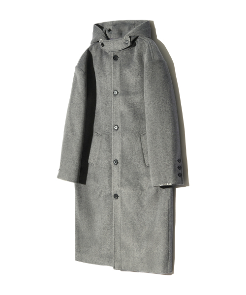 PIECEMAKER(ピースメーカー)の「HAND STITCH HOODIE MAXI WOOL COAT (GREY)(チェスターコート・レディース・その他・MEDIUM/LARGE)」の4枚目の写真