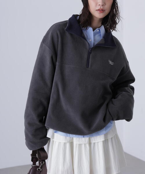 FREE'S MART（フリーズマート）の「フリースハーフジッププルオーバー（スウェット・レディース・ホワイト/レッド/グレー・FREE）」の2枚目の写真