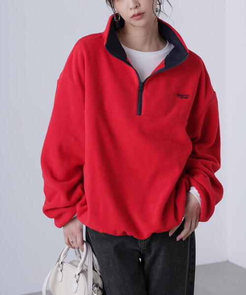 FREE'S MART（フリーズマート）の「フリースハーフジッププルオーバー（スウェット・レディース・ホワイト/レッド/グレー・FREE）」の3枚目の写真