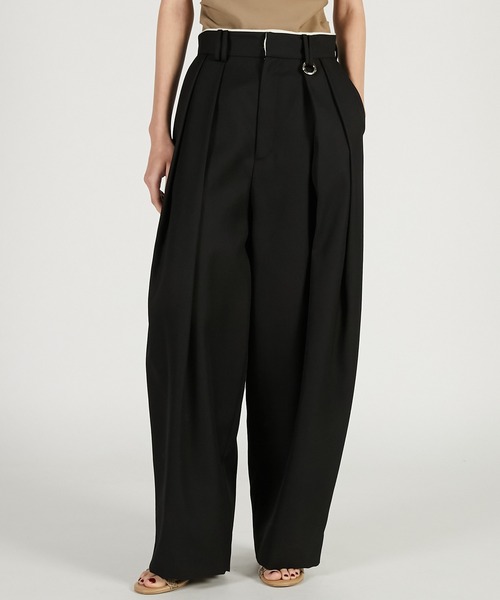 PRANK PROJECT（プランクプロジェクト）の「ボリュームタックハイウエストパンツ / Volume-Tuck High-Waist Pants（スラックス・レディース・ブラック/ベージュ・36/38）」の2枚目の写真