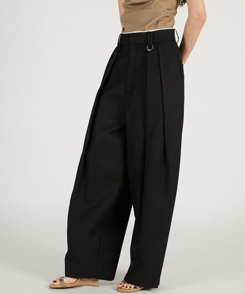 PRANK PROJECT（プランクプロジェクト）の「ボリュームタックハイウエストパンツ / Volume-Tuck High-Waist Pants（スラックス・レディース・ブラック/ベージュ・36/38）」の7枚目の写真