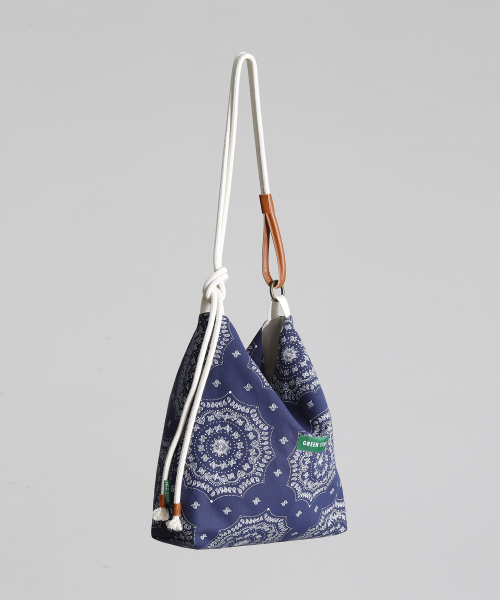 GREEN STUFF(グリーンスタッフ)の「rope bag 57 - paisley navy(ショルダーバッグ・レディース・その他・FREE)」の2枚目の写真