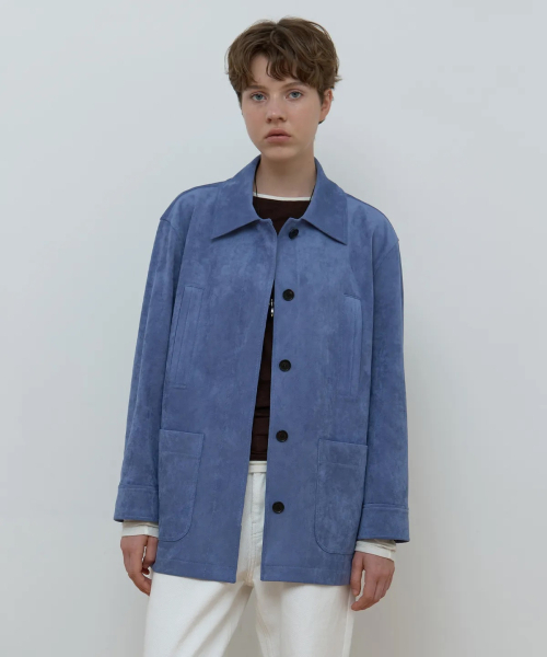 Majournee(マジョネ)の「SUEDE SINGLE HALF JACKET_BLUE(その他アウター・レディース・ブルー・FREE)」の2枚目の写真
