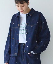 yuni | floral embloidely denim cocoon ブルゾン(デニムジャケット)