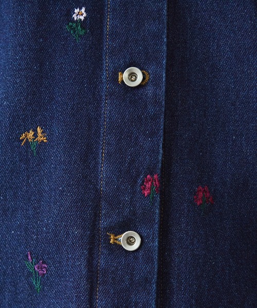 floral embloidely denim cocoon ブルゾン（デニムジャケット）｜yuni