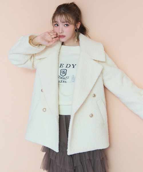 REDYAZEL（レディアゼル）の「ビジューロゴエンブロイダリーニットプルオーバー（ニット/セーター・レディース・ネイビー/オレンジ/オフホワイト/ブラウン・FREE）」の5枚目の写真