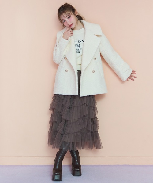 REDYAZEL（レディアゼル）の「ビジューロゴエンブロイダリーニットプルオーバー（ニット/セーター・レディース・ネイビー/オレンジ/オフホワイト/ブラウン・FREE）」の6枚目の写真