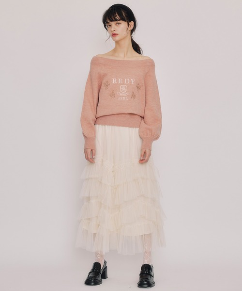 REDYAZEL（レディアゼル）の「ビジューロゴエンブロイダリーニットプルオーバー（ニット/セーター・レディース・ネイビー/オレンジ/オフホワイト/ブラウン・FREE）」の20枚目の写真