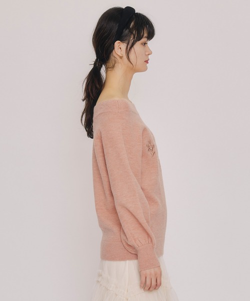 REDYAZEL（レディアゼル）の「ビジューロゴエンブロイダリーニットプルオーバー（ニット/セーター・レディース・ネイビー/オレンジ/オフホワイト/ブラウン・FREE）」の21枚目の写真