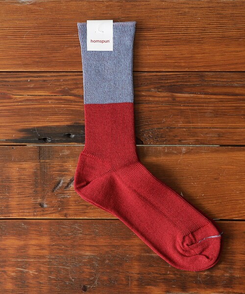 fennica（フェニカ）の「homspun / コットンウール 配色ソックス 22～24cm（ソックス/靴下・レディース・レッド/ベージュ/イエロー・ONE SIZE）」の3枚目の写真