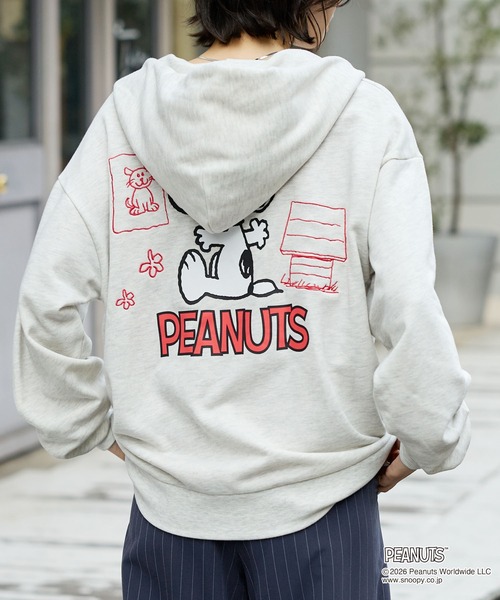 PEANUTS / SNOOPY】別注 ピーナッツ スヌーピー 刺繍プリント ジップ
