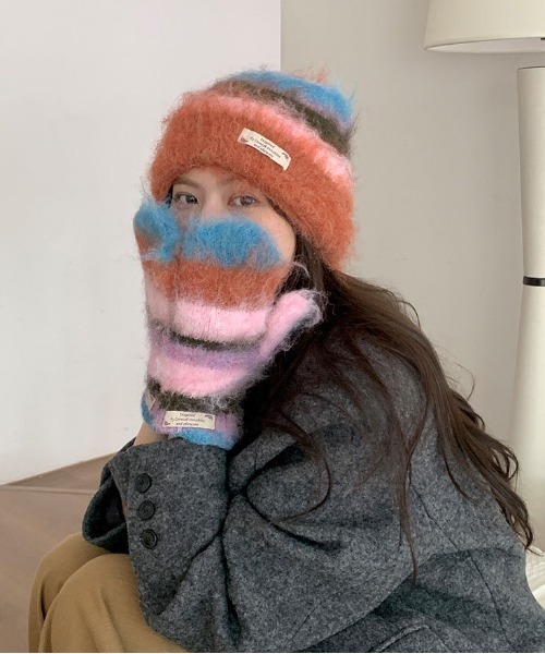 WEGO（ウィゴー）の「WEGO/冬新作カラフルボーダーモヘアシャギーミトン/手袋（手袋・レディース・その他2/その他1/その他5/その他3/その他4・FREE）」の3枚目の写真