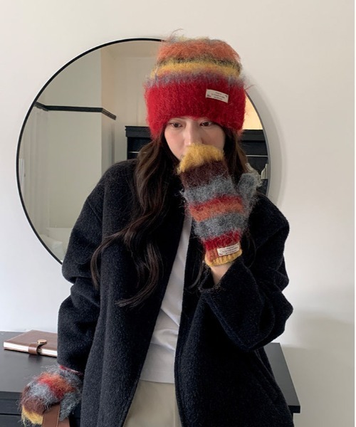 WEGO（ウィゴー）の「WEGO/冬新作カラフルボーダーモヘアシャギーミトン/手袋（手袋・レディース・その他2/その他1/その他5/その他3/その他4・FREE）」の5枚目の写真