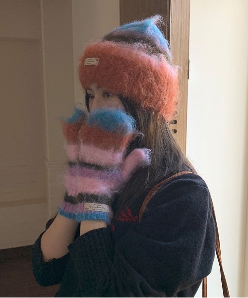 WEGO（ウィゴー）の「WEGO/冬新作カラフルボーダーモヘアシャギーミトン/手袋（手袋・レディース・その他2/その他1/その他5/その他3/その他4・FREE）」の7枚目の写真