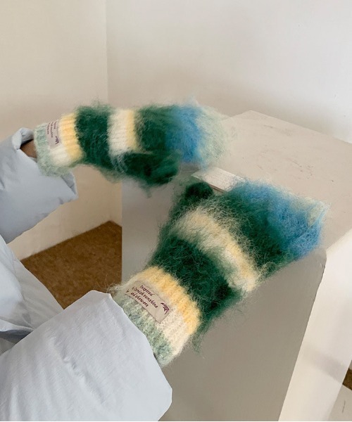 WEGO（ウィゴー）の「WEGO/冬新作カラフルボーダーモヘアシャギーミトン/手袋（手袋・レディース・その他2/その他1/その他5/その他3/その他4・FREE）」の18枚目の写真