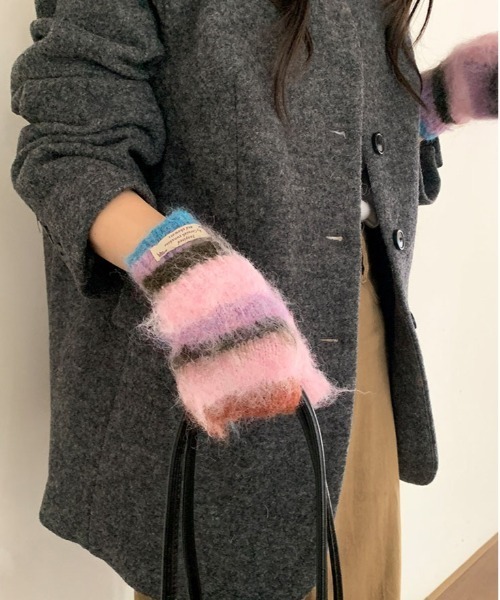 WEGO（ウィゴー）の「WEGO/冬新作カラフルボーダーモヘアシャギーミトン/手袋（手袋・レディース・その他2/その他1/その他5/その他3/その他4・FREE）」の15枚目の写真