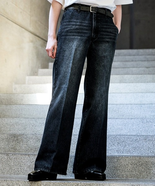 【CLEL】Vintage Design Semi-wide Flare Denim Pants / ヴィンテージデザイン セミワイドフレアデニムパンツ(デニムパンツ)|CLEL(クレイル)