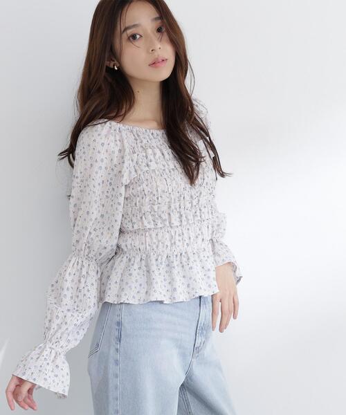 プランテーション　フラワーシャーリングブラウス flower shirring blouse2～ﾌﾗﾜｰｼｬｰﾘﾝｸﾞﾌﾞﾗｳｽ2 | flower／フラワー公式通販
