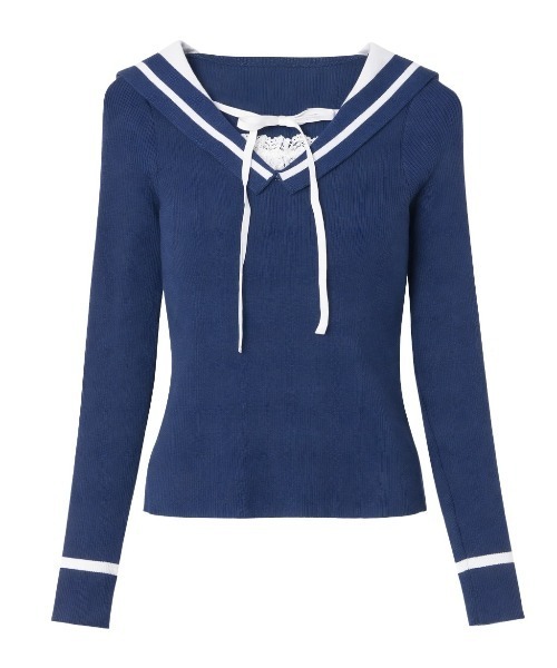 セール】【ALLuRing ChaRm × honesutoide_】Sailor Lace Ribbon Knit