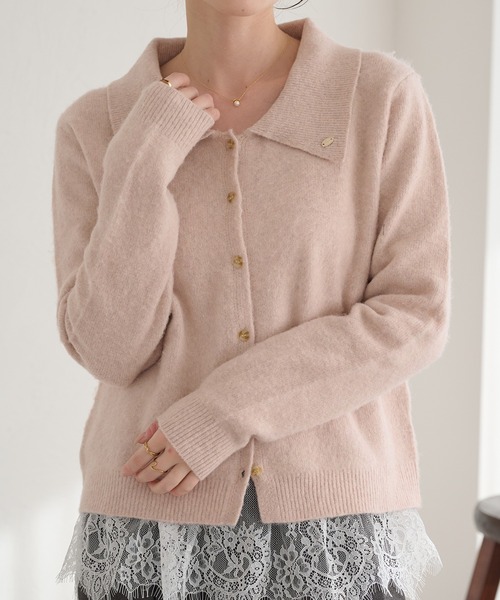 raffime(ラフィミー)の「【Raffime】チャーム付きポロニット(ポロシャツ・レディース・アイボリー/ピンク/グレー・フリー)」の6枚目の写真