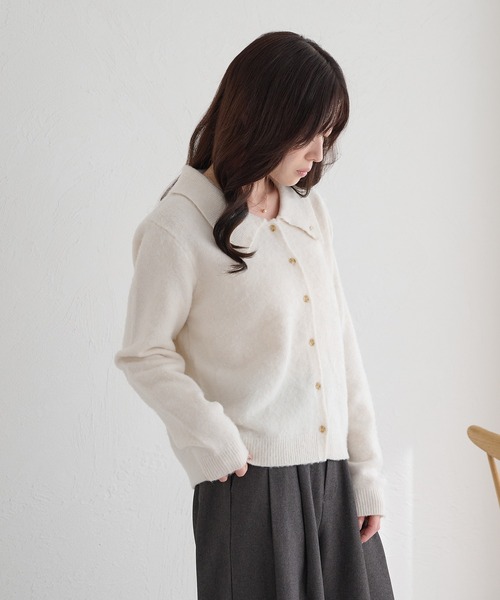 raffime(ラフィミー)の「【Raffime】チャーム付きポロニット(ポロシャツ・レディース・アイボリー/ピンク/グレー・フリー)」の16枚目の写真