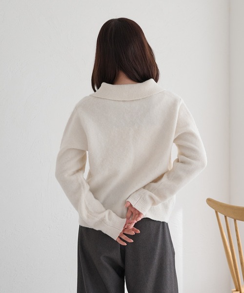 raffime(ラフィミー)の「【Raffime】チャーム付きポロニット(ポロシャツ・レディース・アイボリー/ピンク/グレー・フリー)」の14枚目の写真