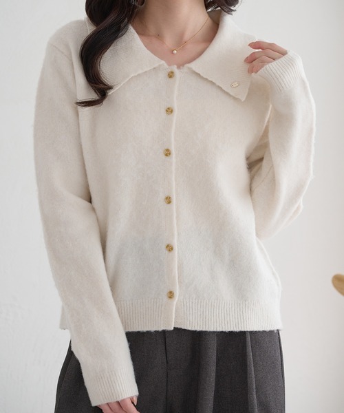 raffime(ラフィミー)の「【Raffime】チャーム付きポロニット(ポロシャツ・レディース・アイボリー/ピンク/グレー・フリー)」の12枚目の写真