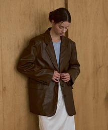 ODER（オディエール）の「テーラードレザージャケット-ブラウン（ライダースジャケット）」