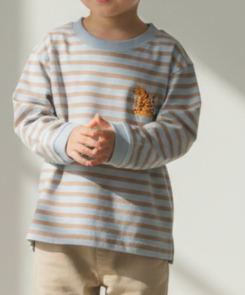 petit main（プティマイン）の「【プティプラ】BOYS長袖Tシャツ（Tシャツ/カットソー・キッズ・チャコール/カラフル/ライトグリーン/オフホワイト/クリーム/ブルー/グリーン/ライトブルー/ピンク系その他/アイボリー・90cm/80ｃｍ/100cm/120cm/130cm/110cm）」の8枚目の写真