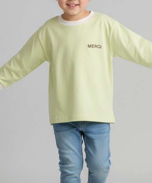 petit main（プティマイン）の「【プティプラ】BOYS長袖Tシャツ（Tシャツ/カットソー・キッズ・チャコール/カラフル/ライトグリーン/オフホワイト/クリーム/ブルー/グリーン/ライトブルー/ピンク系その他/アイボリー・90cm/80ｃｍ/100cm/120cm/130cm/110cm）」の6枚目の写真