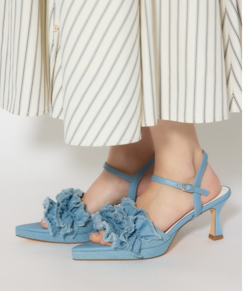 rienda（リエンダ）の「フリルミュール 春服（サンダル・レディース・ブルー/ホワイト・LARGE/MEDIUM/SMALL）」の2枚目の写真