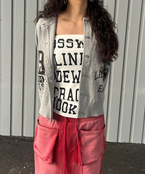 Oriens JOURNAL STANDARD（オリエンス ジャーナルスタンダード）の「プリンテッドニットカーディガン（カーディガン/ボレロ・レディース・レッド/グレー・FREE）」の3枚目の写真