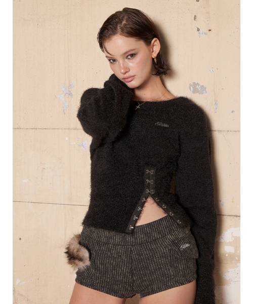 HILLDA（ヒルダ）の「フラッフィーコルセットワンショルダーニット[ブラック]（ニット/セーター・レディース・その他・FREE）」の5枚目の写真