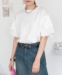 M-5L コットンフレア袖Tシャツ 夏服