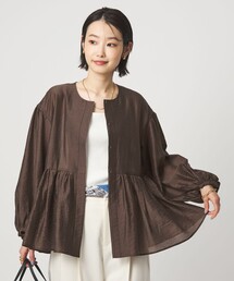 green label relaxing | ［size SHORTあり］fleurie(フルリー) シアー ノーカラー ジャケット 接触冷感(ノーカラージャケット)