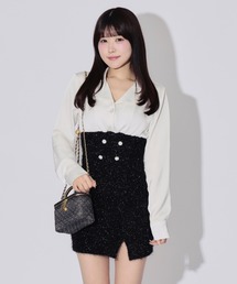 ALLuRing ChaRm（アリュリングチャーム）の「Docking Open Collar Shirt Mini Dress / ドッキングオープンカラーシャツミニワンピース（ワンピース）」