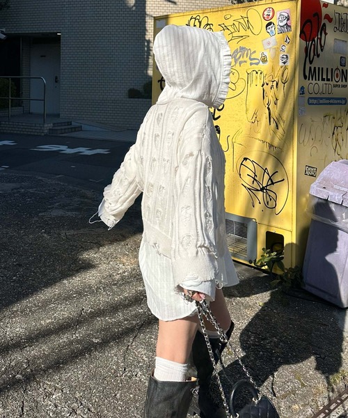 Alley Tokyo（アリートーキョー）の「フリフリフードシャツ（シャツ/ブラウス・レディース・ホワイト系/サックスブルー/オフホワイト・FREE）」の9枚目の写真