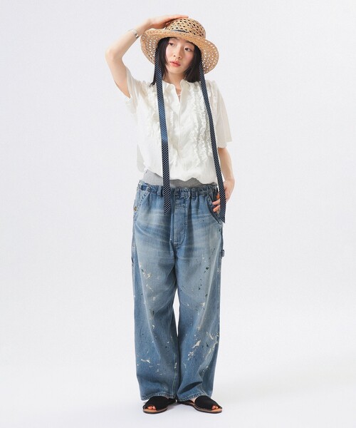 BEAMS BOY（ビームスボーイ）の「ドビー フリル ショートスリーブ シャツ（シャツ/ブラウス・レディース・オフホワイト/ネイビー・ONE SIZE）」の10枚目の写真