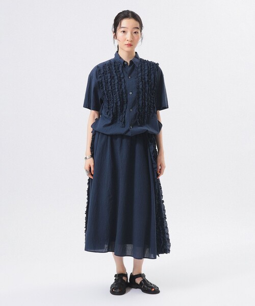 BEAMS BOY（ビームスボーイ）の「ドビー フリル ショートスリーブ シャツ（シャツ/ブラウス・レディース・オフホワイト/ネイビー・ONE SIZE）」の14枚目の写真