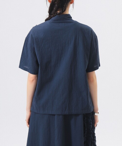 BEAMS BOY（ビームスボーイ）の「ドビー フリル ショートスリーブ シャツ（シャツ/ブラウス・レディース・オフホワイト/ネイビー・ONE SIZE）」の6枚目の写真