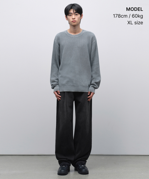 MUSINSA STANDARD（ムシンサスタンダード）の「ピグメントクルーネックニット[ピーコックブルー]（ニット/セーター・メンズ・その他・SMALL/MEDIUM/LARGE/X-LARGE/2XL）」の2枚目の写真